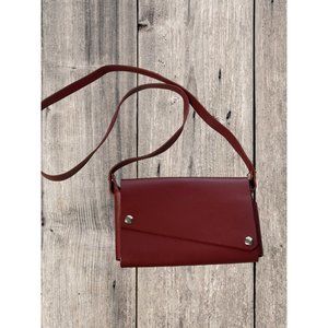 Fold Lemur Designs Denmark Leather Purse Clutch Dark Red Removable Strap NWOT